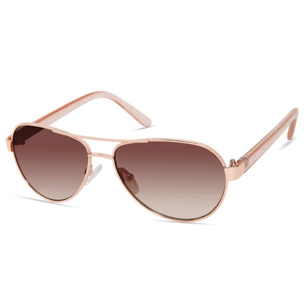 Girl's Guess Rose Gold Aviator Sunglasses with Glitter Arms NWT
